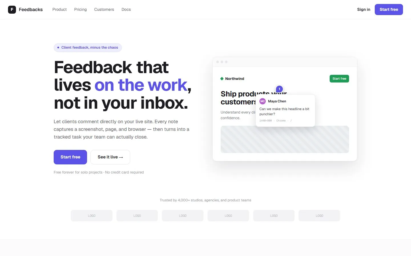 Screenshot of Feedbacks